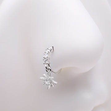 Detail View 1 of Cosmic Starburst Sparkle Multi-Gem Lined Bendable Hoop Ring-Clear Gem